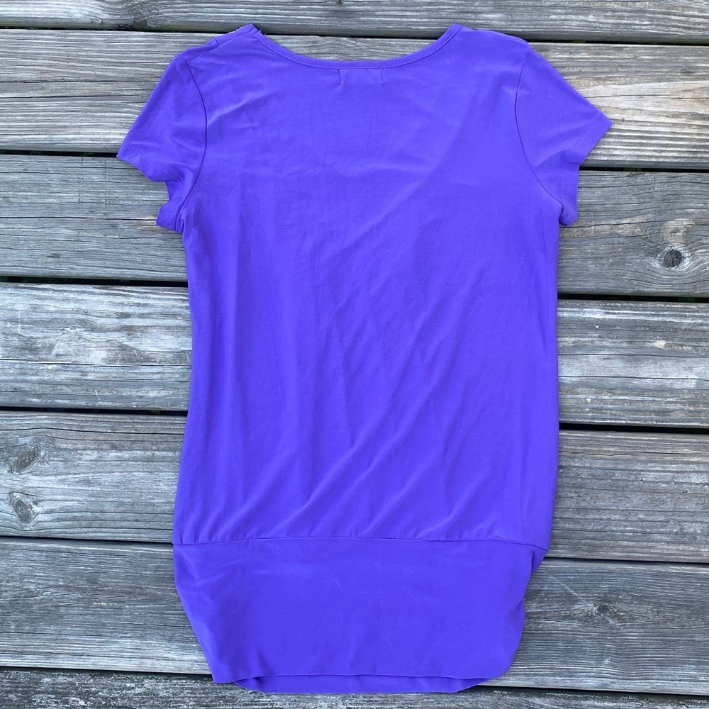 Casual Land Purple blouse silver tone accents around v neck - Picture 6 of 6